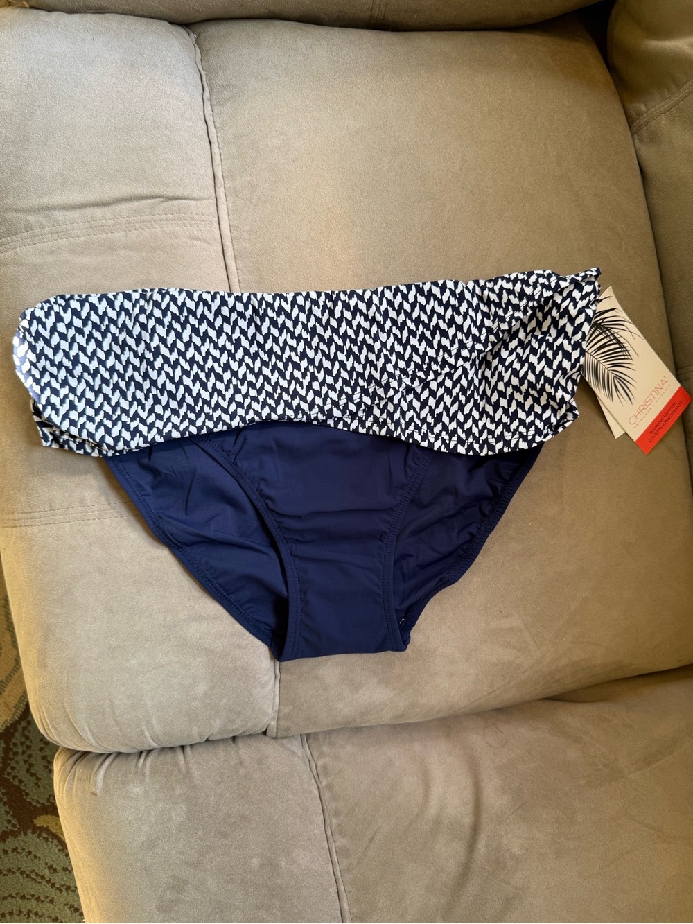 Christina Navy & White Fold-Over Bikini Bottom NWT